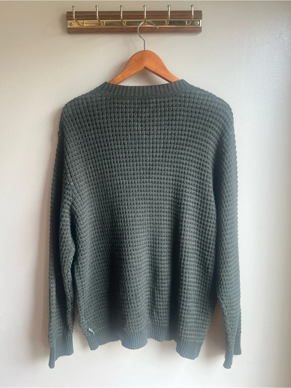 Woolrich Green Textured Knit Crewneck Sweater Granola Outdoorsy